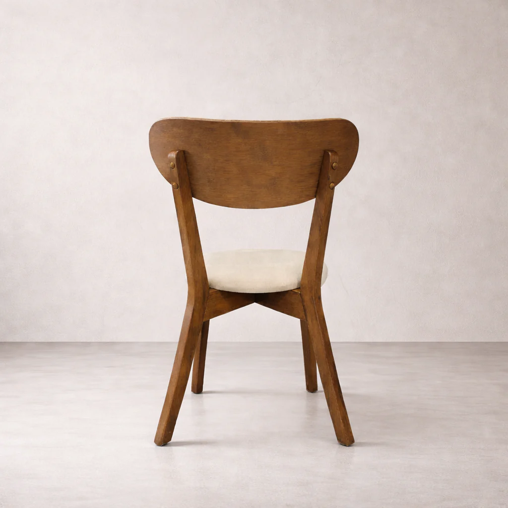 Abby Solid Wood Dining Chair - Smoked Oak and Soft Sand Beige - Image 4