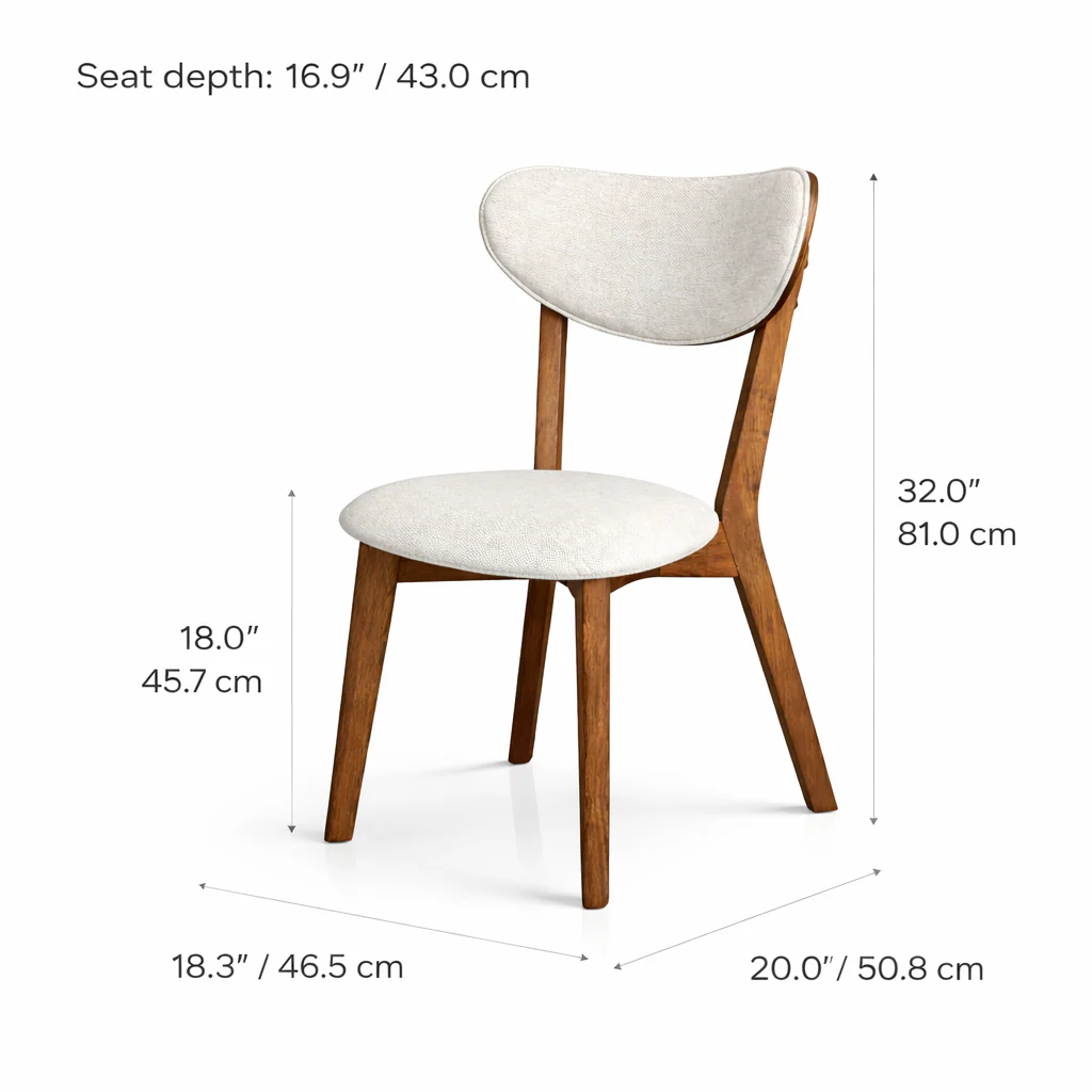Abby Solid Wood Dining Chair - Smoked Oak and Heathered Ivory - Image 7