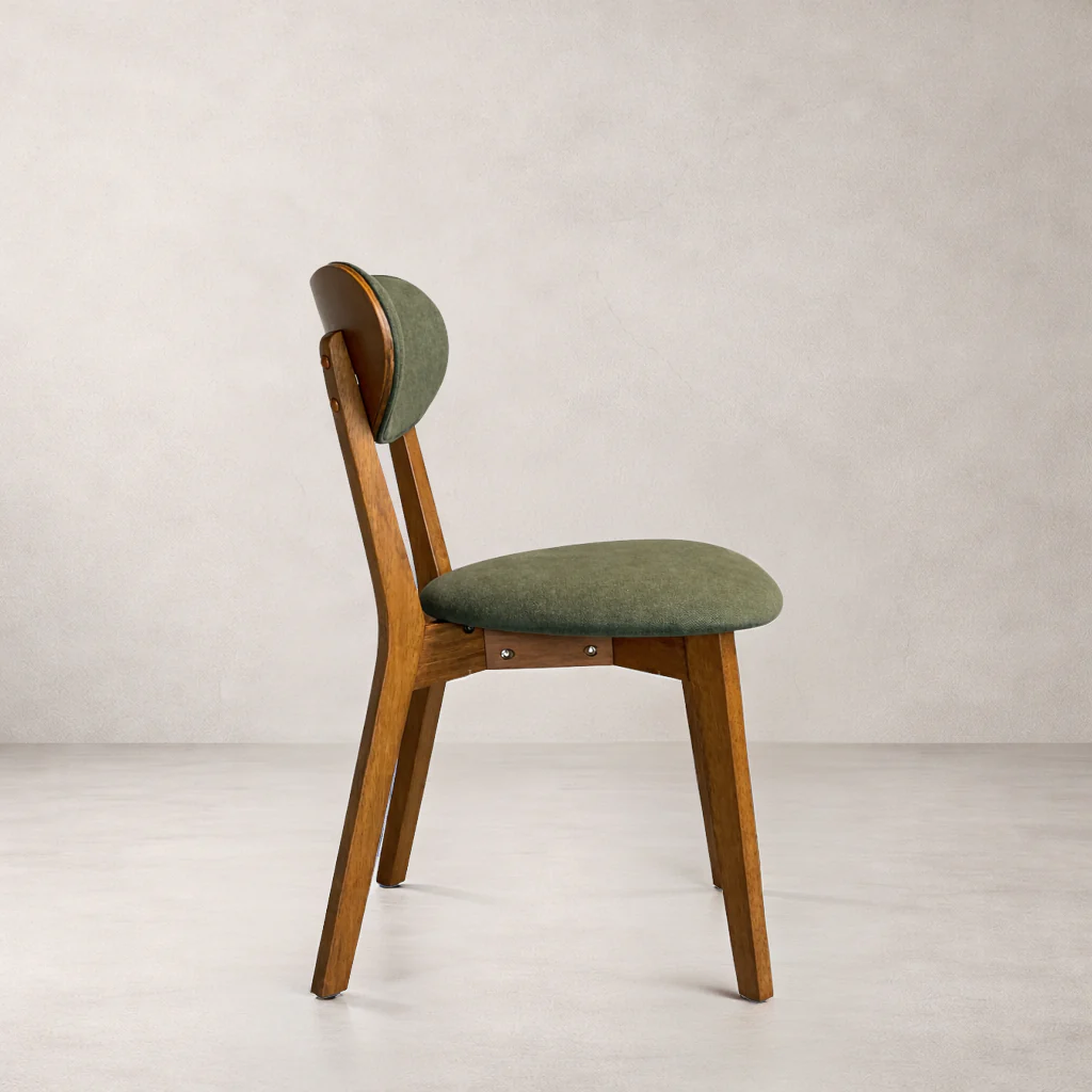 Abby Solid Wood Dining Chair - Smoked Oak and Moss Green - Image 3