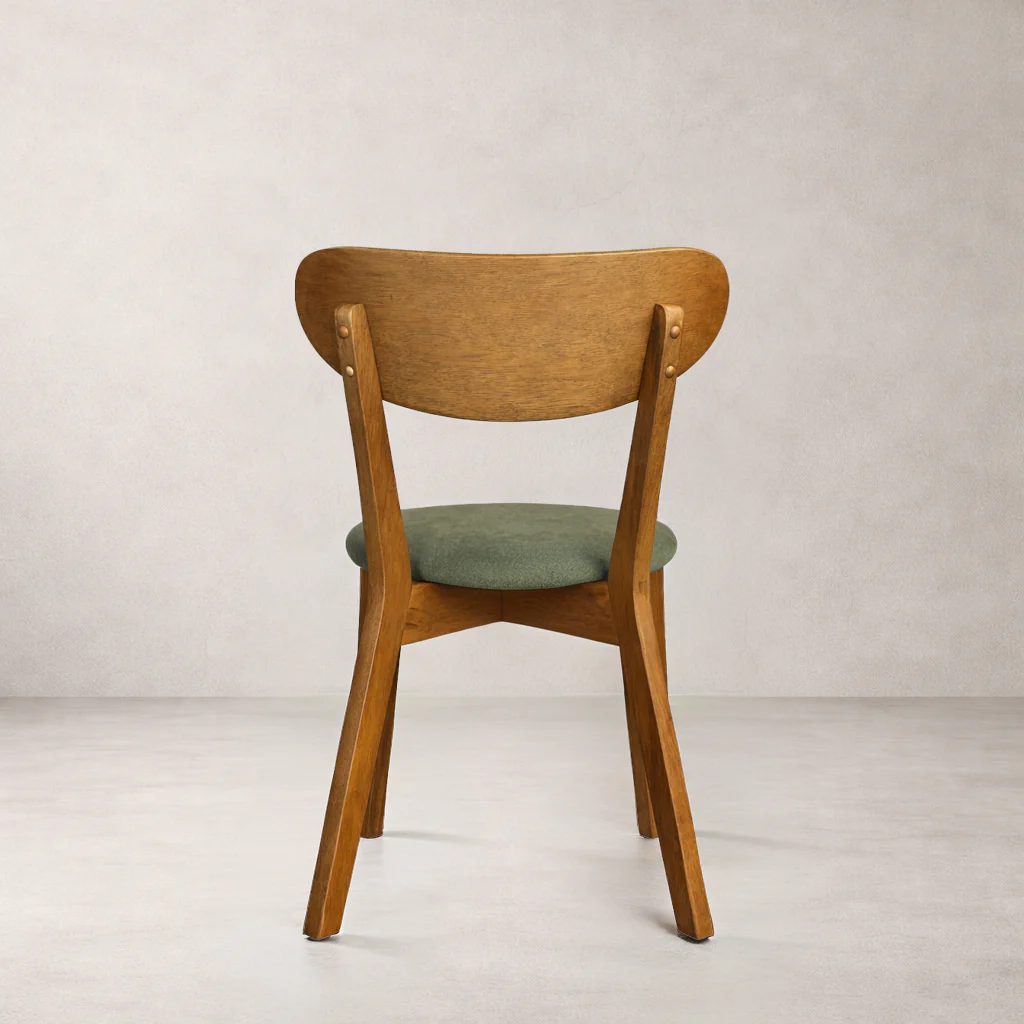 Abby Solid Wood Dining Chair - Smoked Oak and Moss Green - Image 4