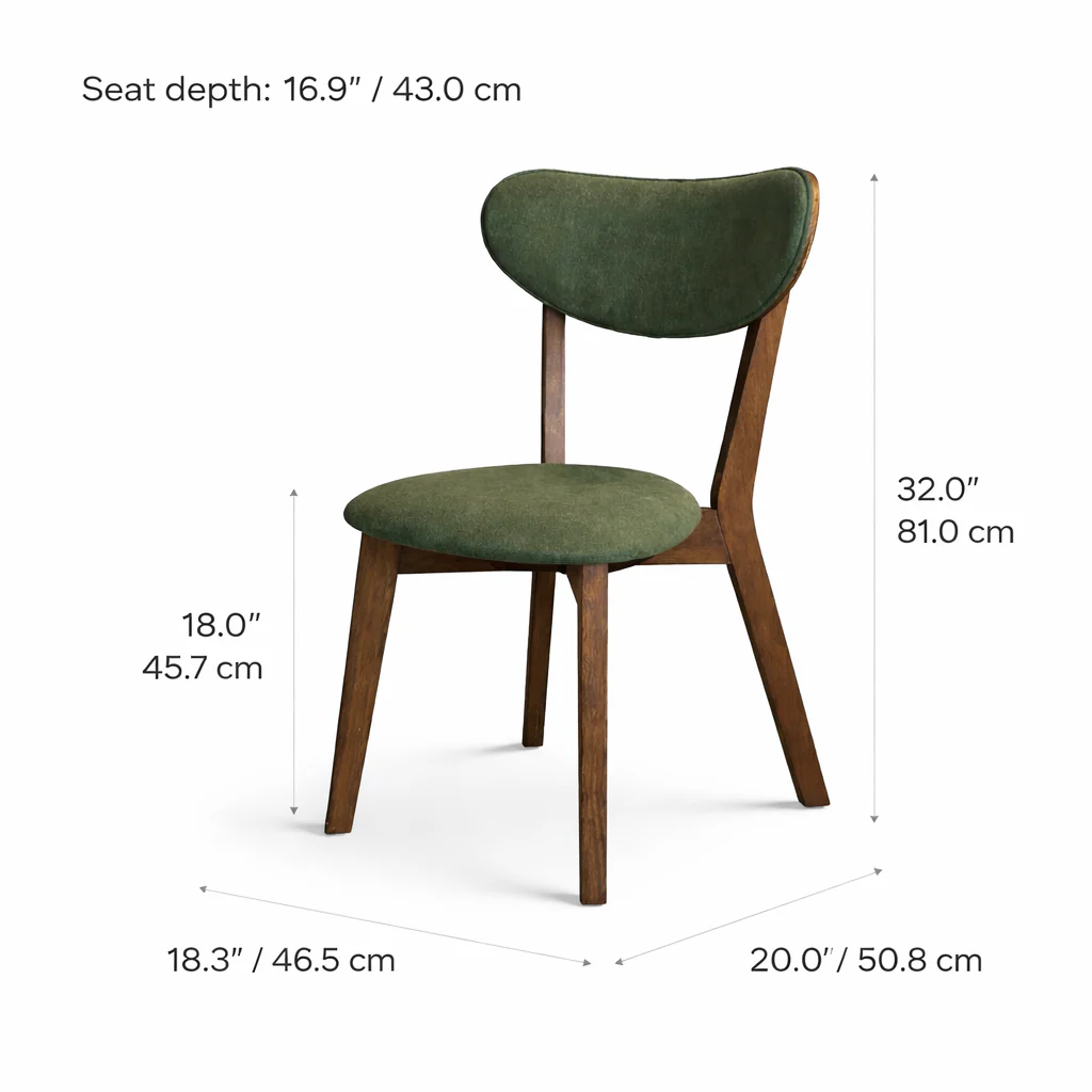 Abby Solid Wood Dining Chair - Smoked Oak and Moss Green - Image 7