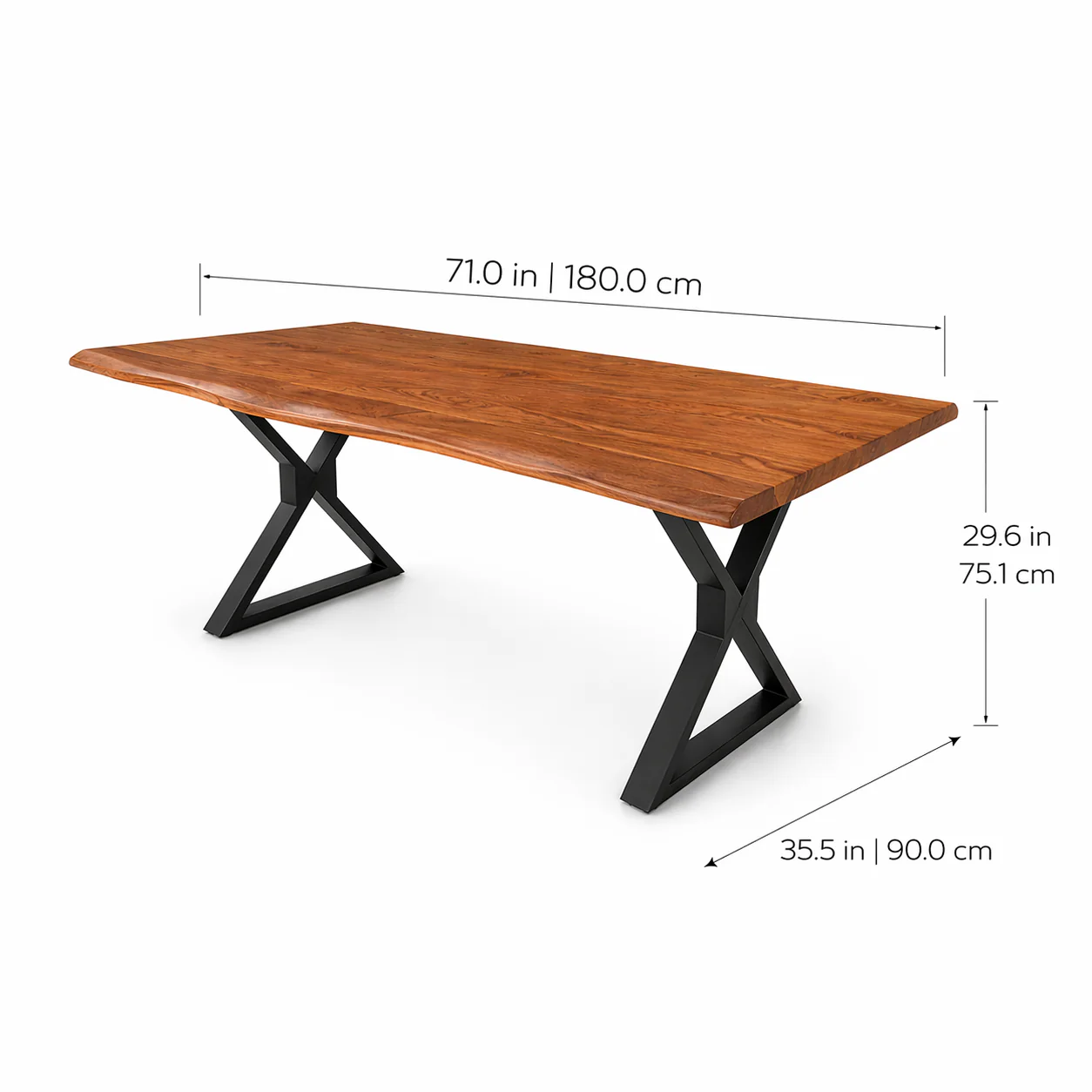Acacia 71" Live Edge Solid Wood Dining Table - Natural - Image 9