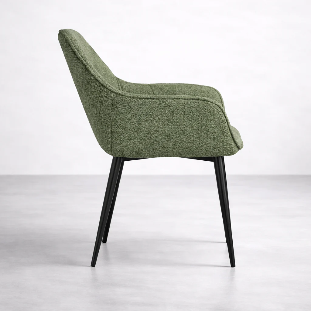 Alba Fabric Dining Chair - Green - Image 3