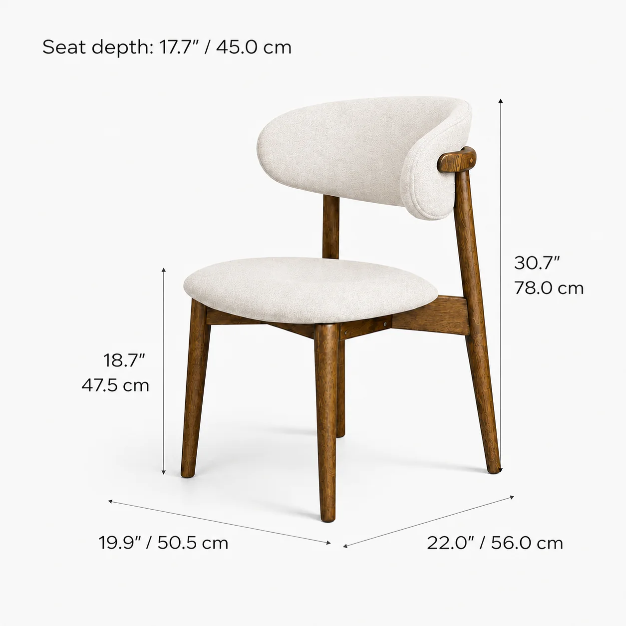 Blush Solid Wood Dining Chair - Smoked Oak and Heathered Ivory - Image 8