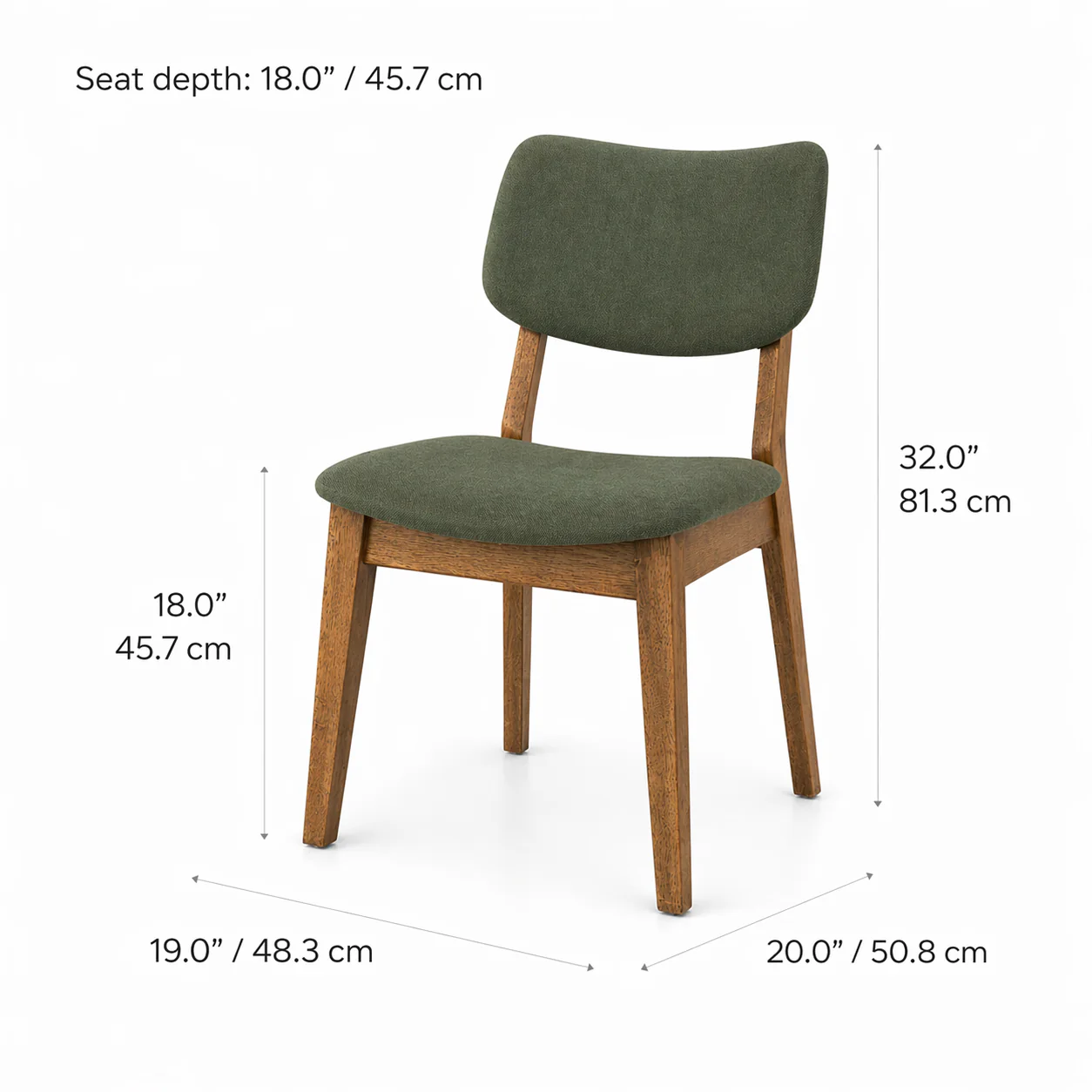 Clara Solid Wood Dining Chair - Smoked Oak and Moss Green - Image 8