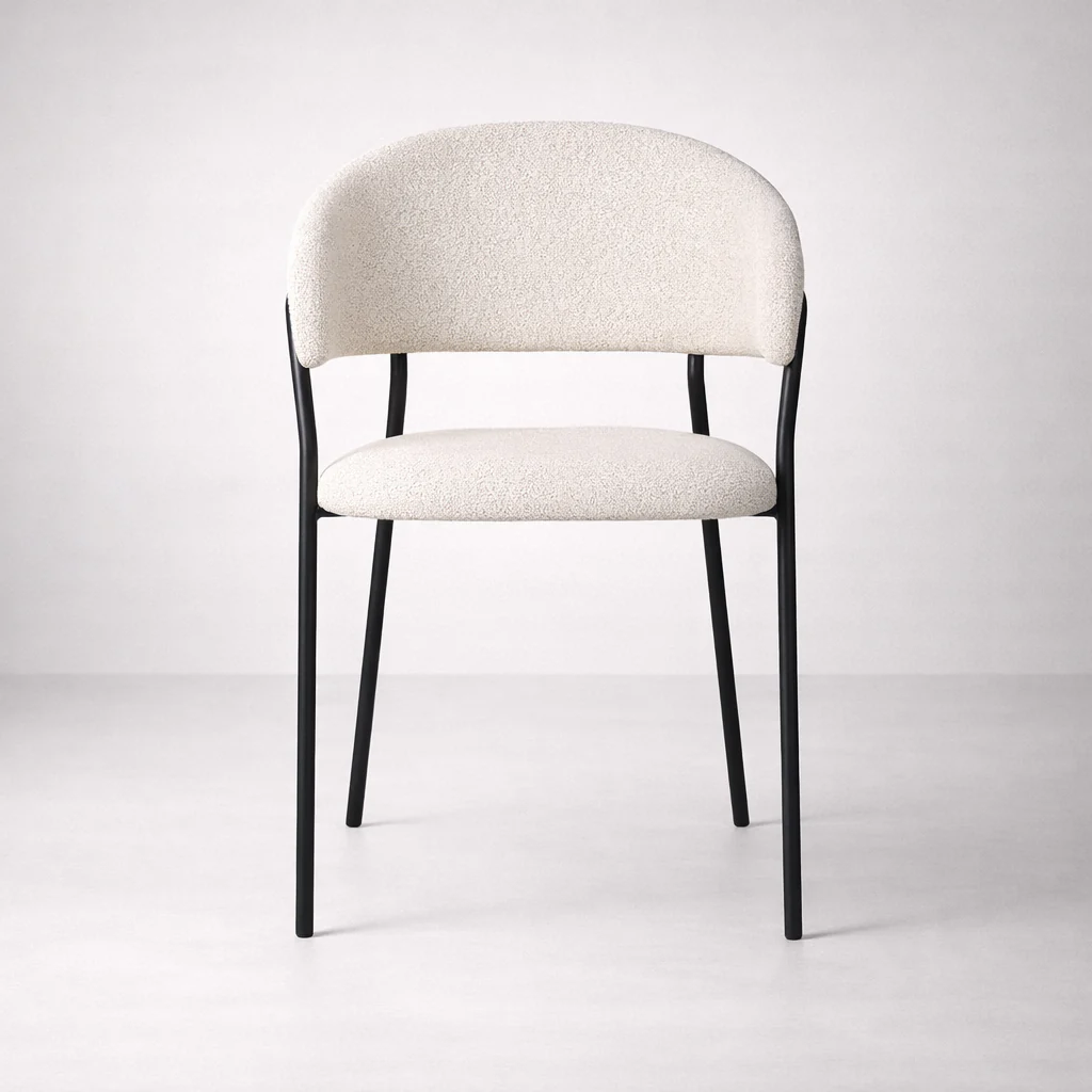 Geneva Bouclé Fabric Dining Chair - Ivory - Image 3