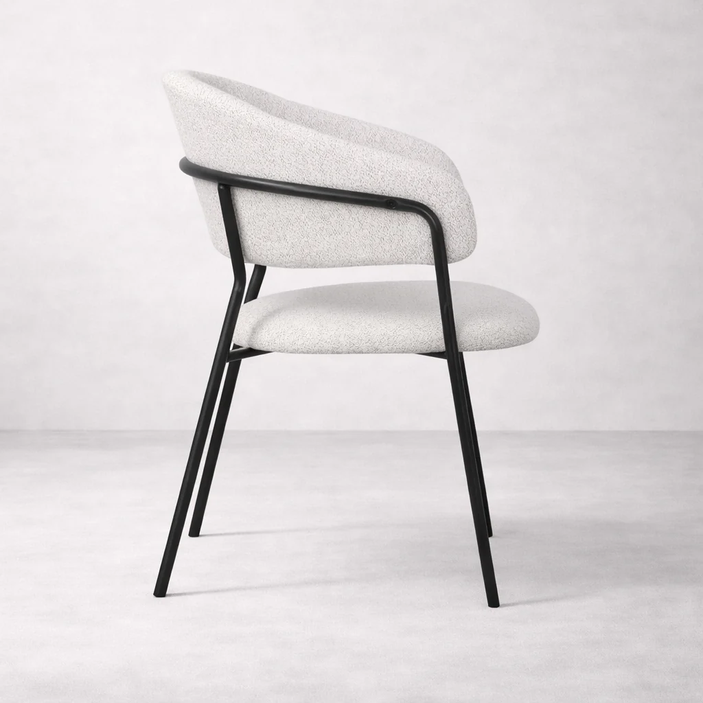 Geneva Bouclé Fabric Dining Chair - Ivory - Image 4