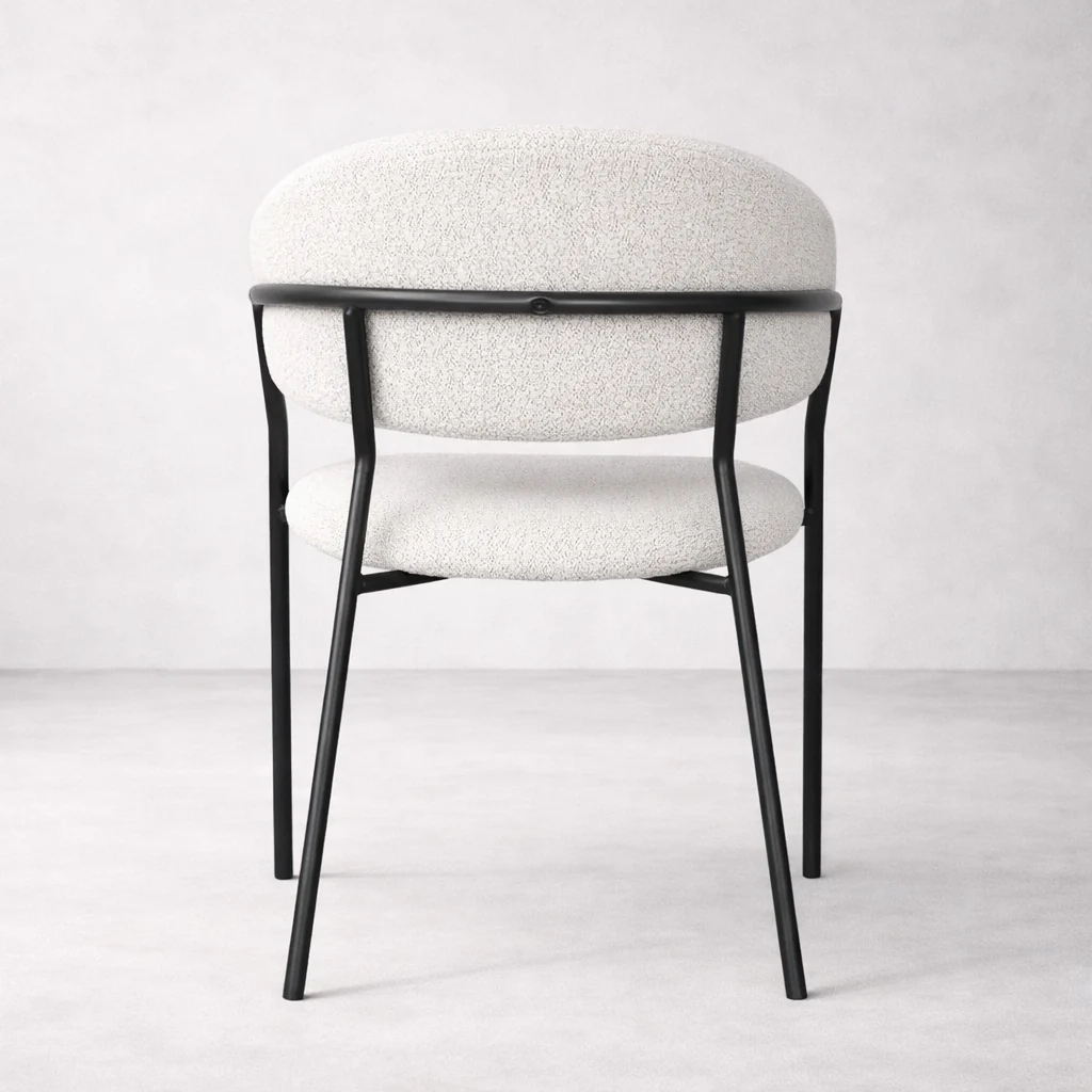 Geneva Bouclé Fabric Dining Chair - Ivory - Image 5