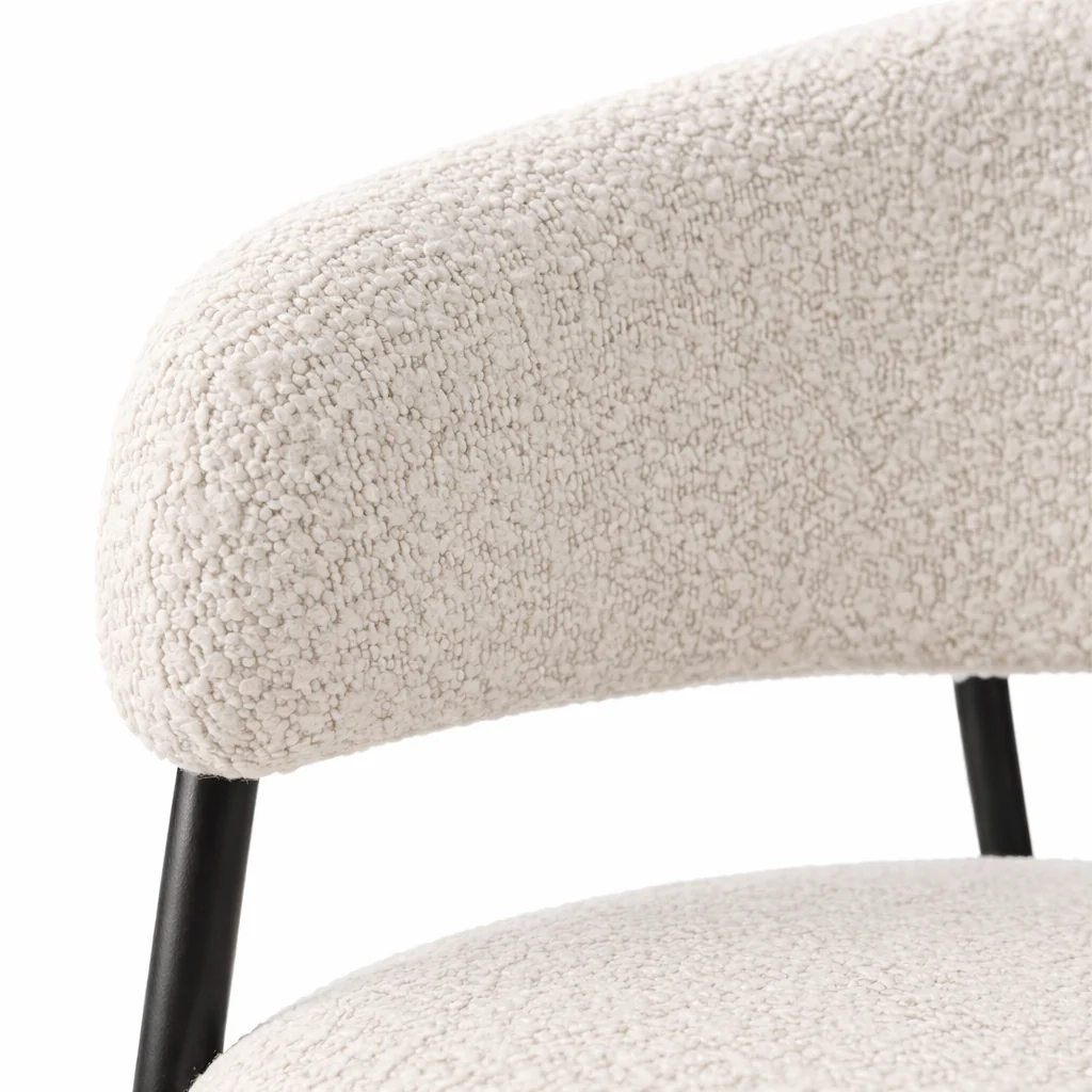 Geneva Bouclé Fabric Dining Chair - Ivory - Image 6