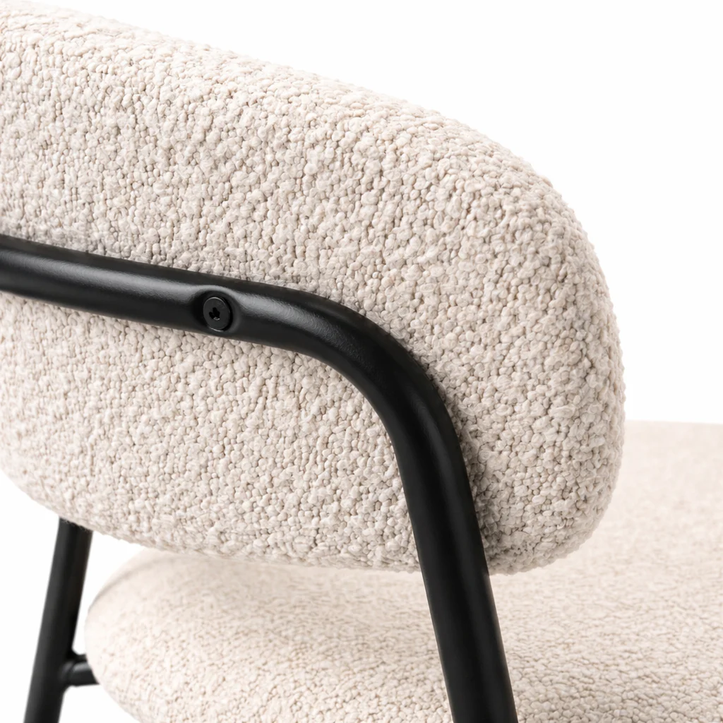 Geneva Bouclé Fabric Dining Chair - Ivory - Image 7