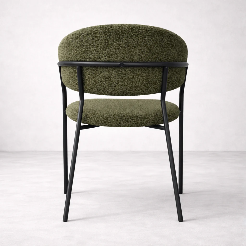 Geneva Bouclé Fabric Dining Chair - Olive Green - Image 4