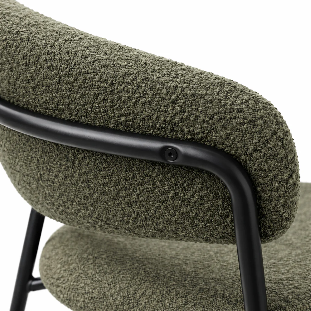 Geneva Bouclé Fabric Dining Chair - Olive Green - Image 5