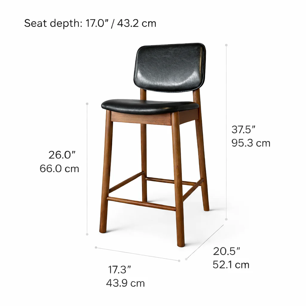 Ivy Solid Wood Counter Stool - Smoked Oak and Black - Image 8