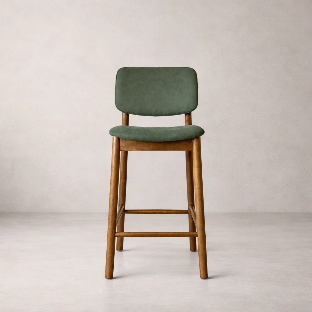Ivy Solid Wood Counter Stool - Smoked Oak and Moss Green - Image 3