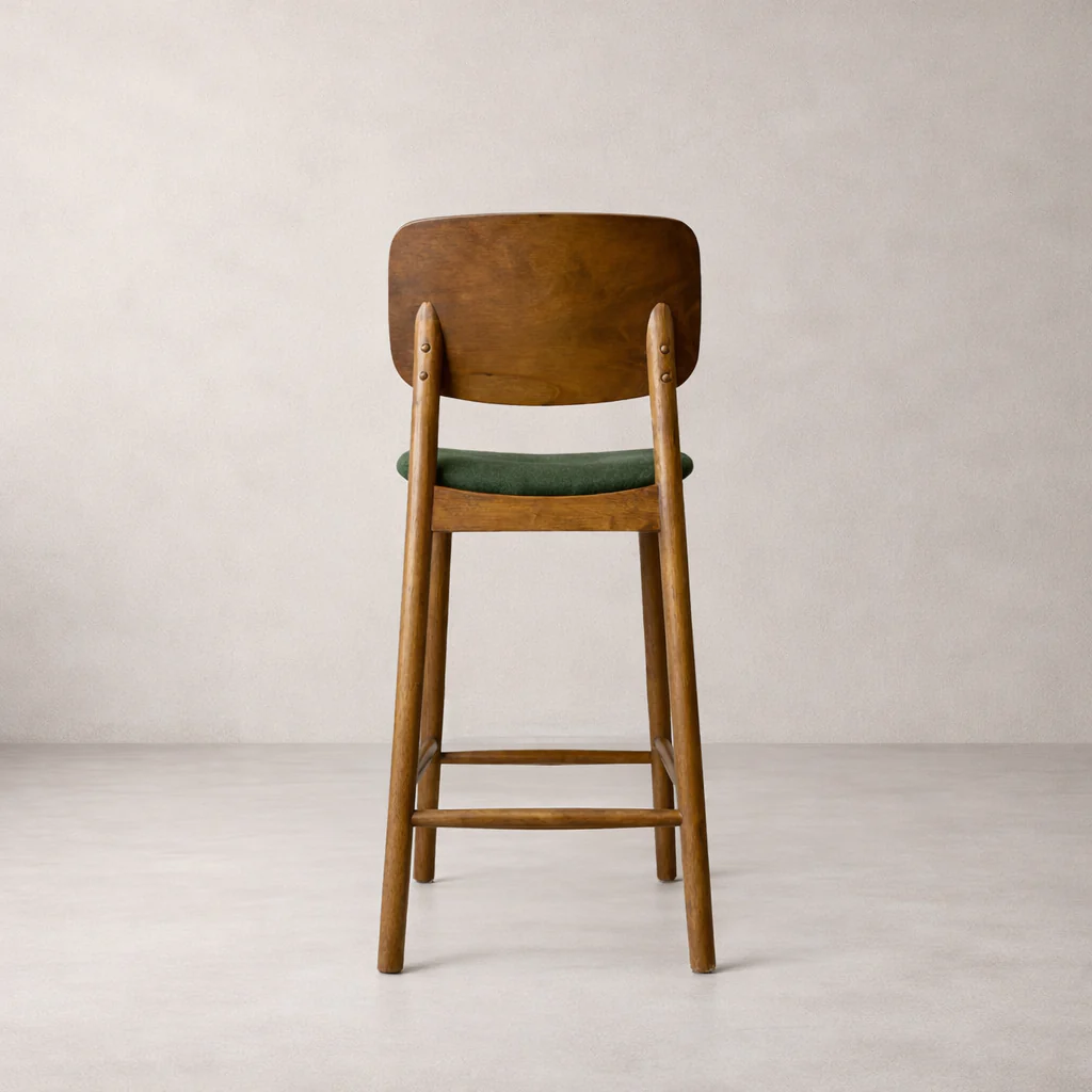 Ivy Solid Wood Counter Stool - Smoked Oak and Moss Green - Image 5