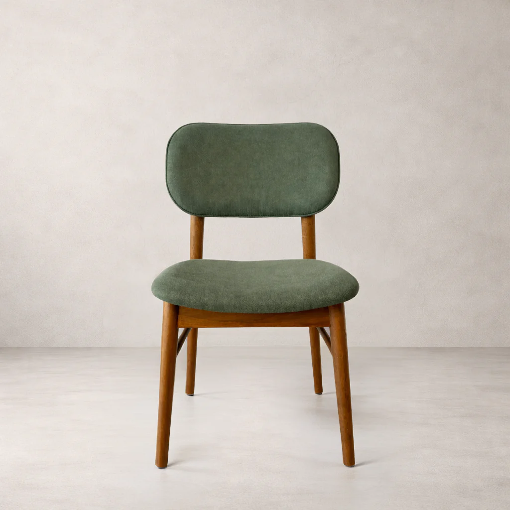 Ivy Solid Wood Dining Chair - Smoked Oak and Moss Green - Image 2