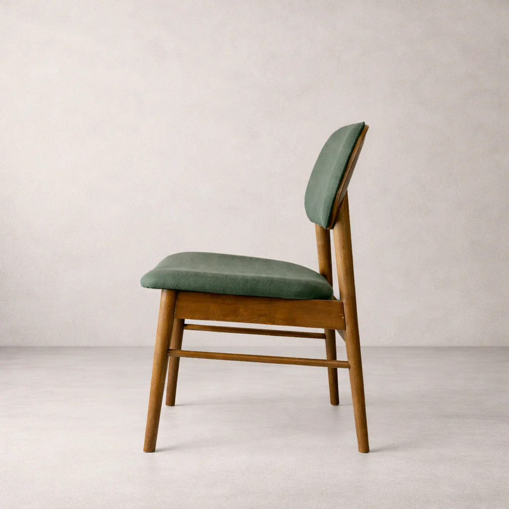 Ivy Solid Wood Dining Chair - Smoked Oak and Moss Green - Image 3