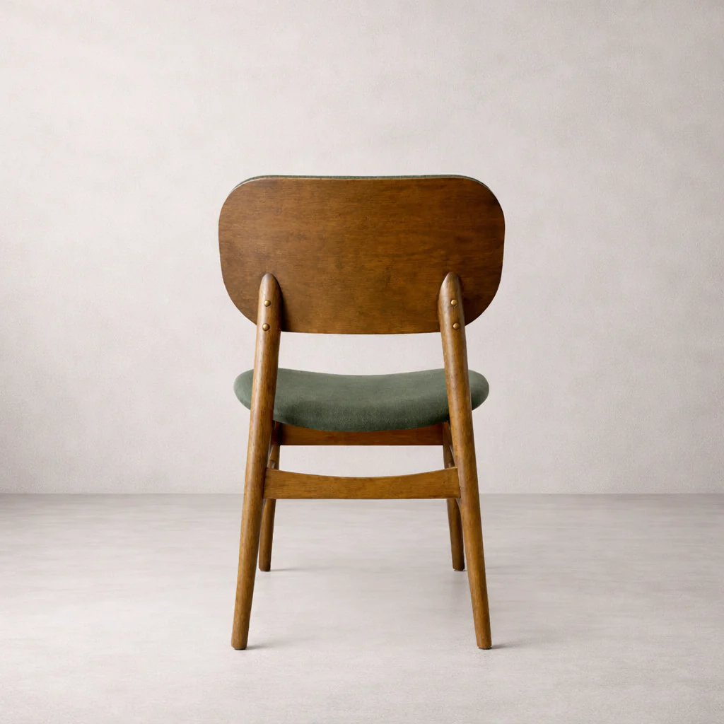 Ivy Solid Wood Dining Chair - Smoked Oak and Moss Green - Image 4