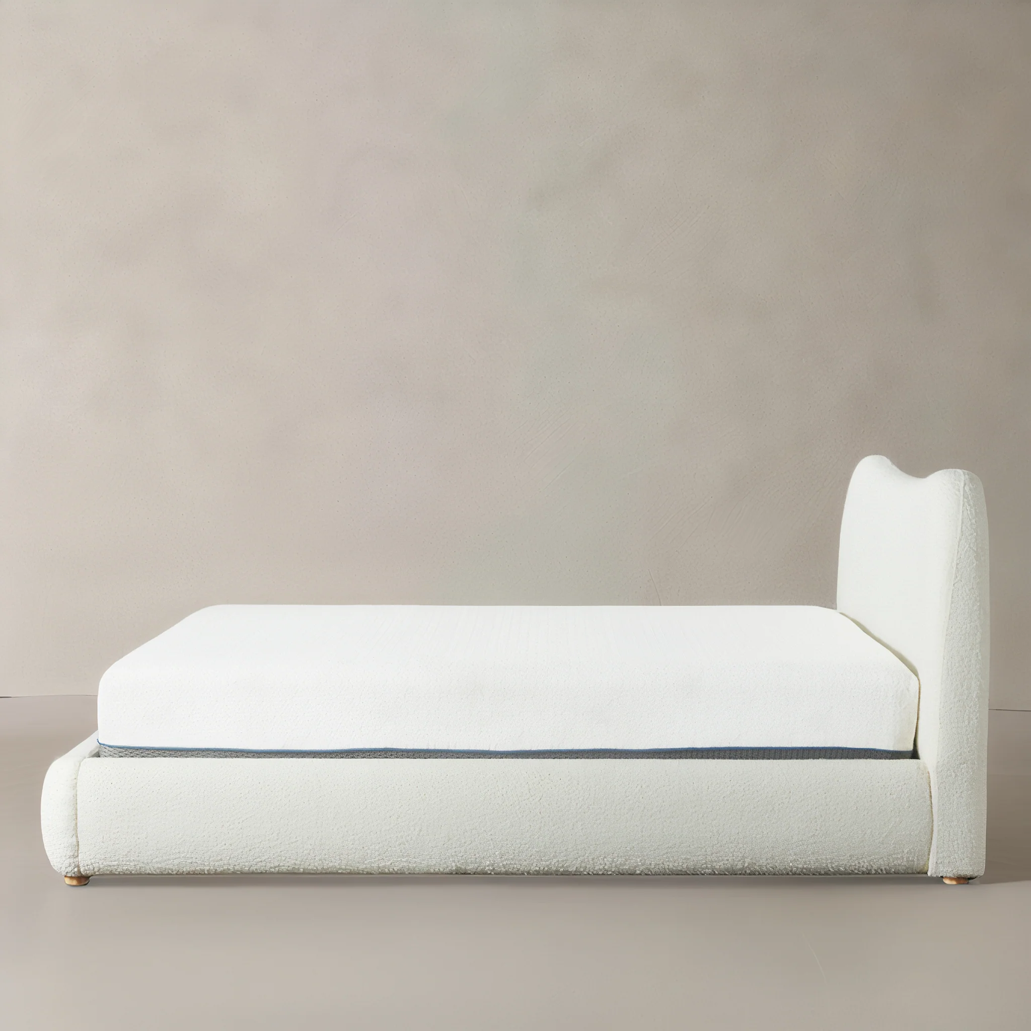 Marseille King Boucle Fabric Bed, Cream - Image 3