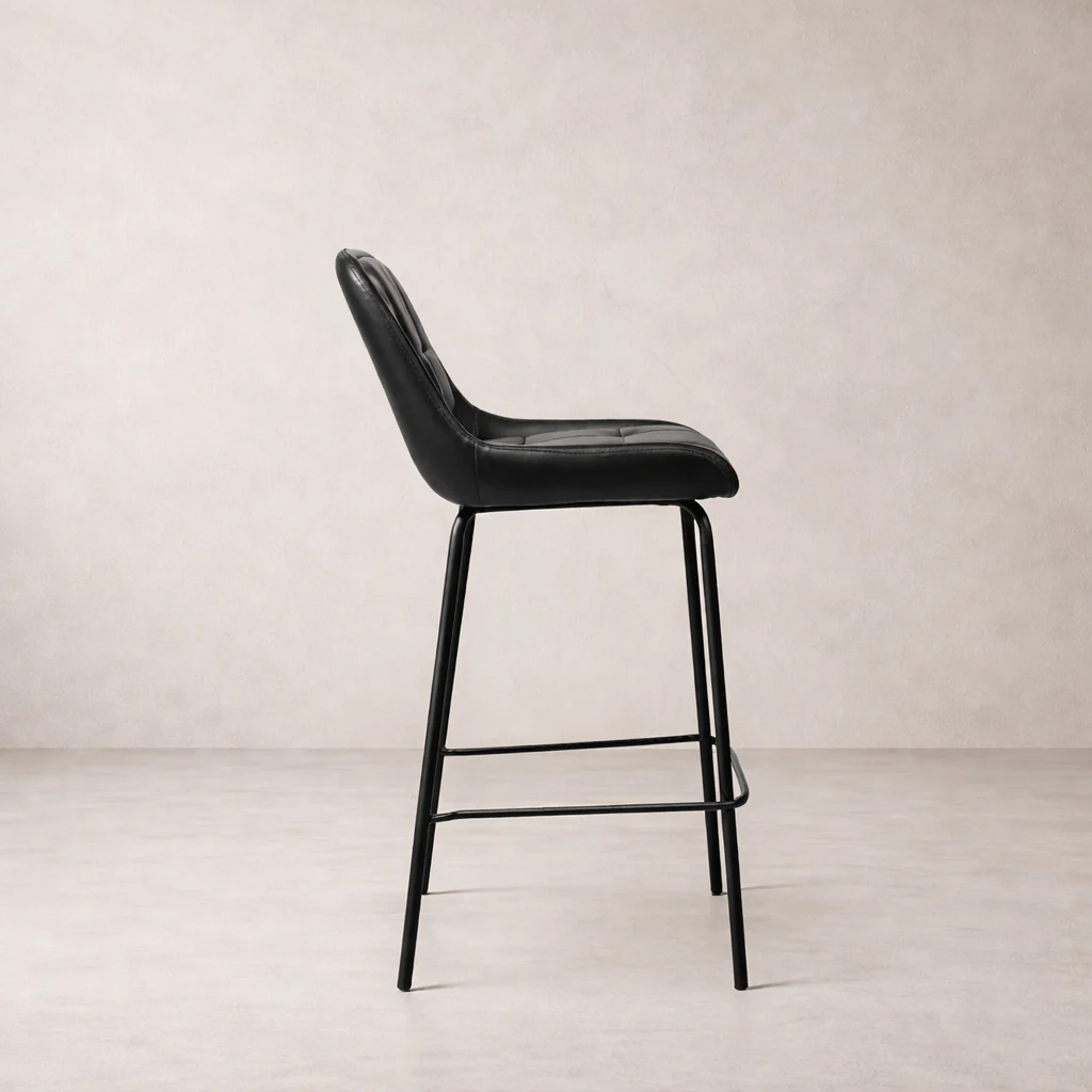 Petra Leather Counter Stool - Black - Image 3