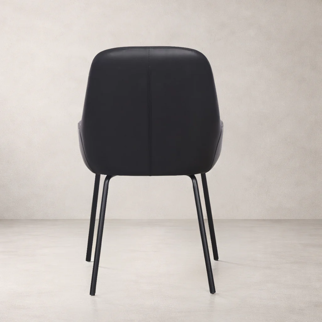 Petra Leather Dining Chair - Black - Image 4