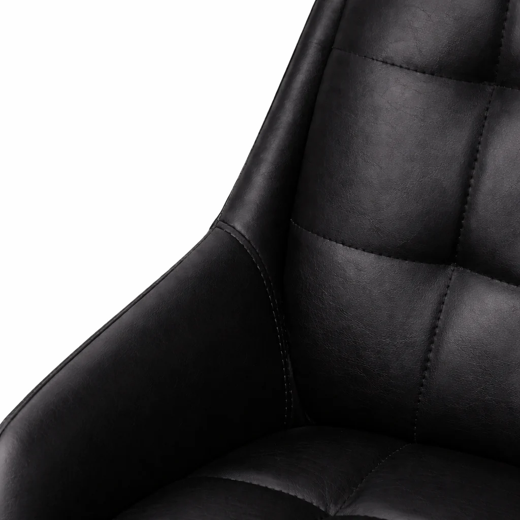 Petra Leather Dining Chair - Black - Image 5