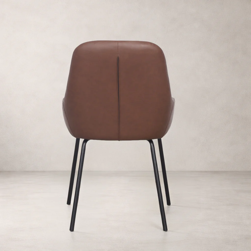 Petra Leather Dining Chair - Brown - Image 4