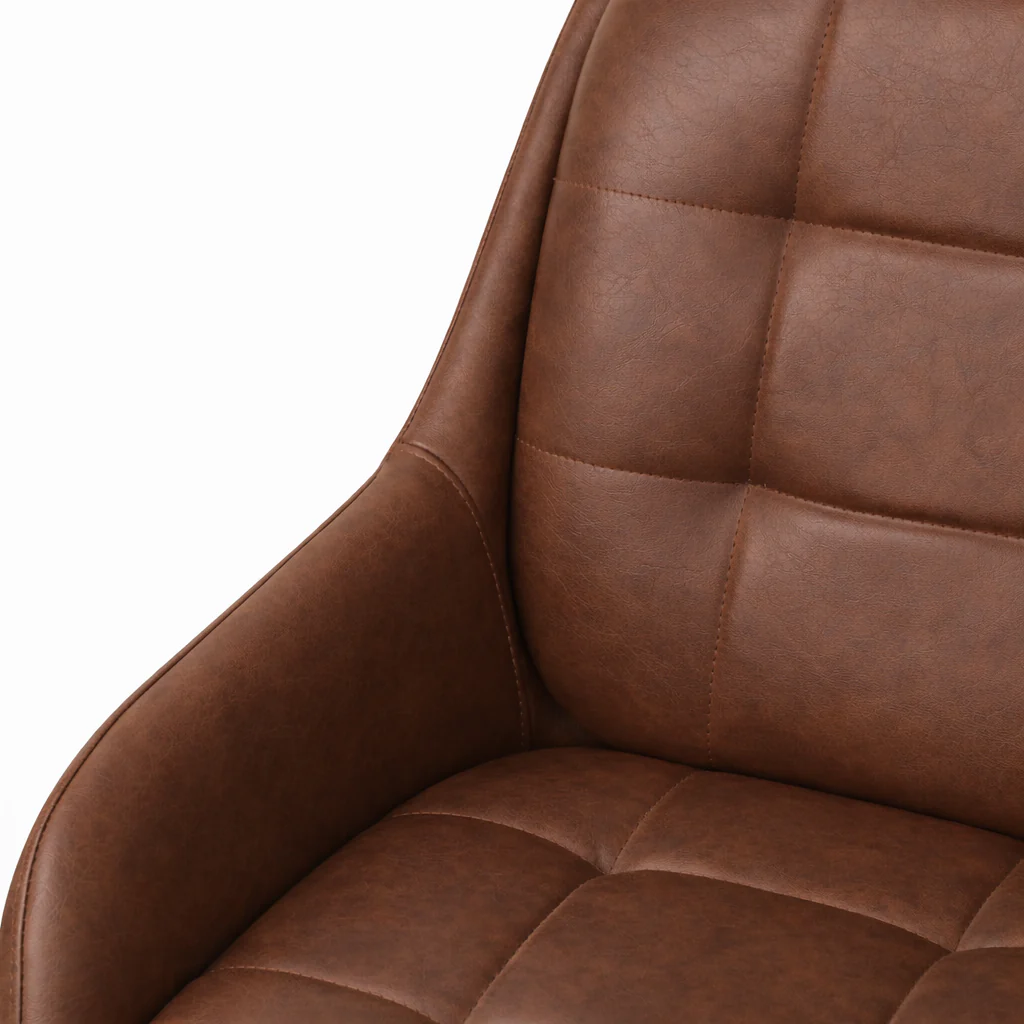 Petra Leather Dining Chair - Brown - Image 5