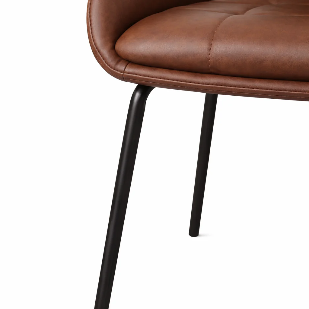 Petra Leather Dining Chair - Brown - Image 6