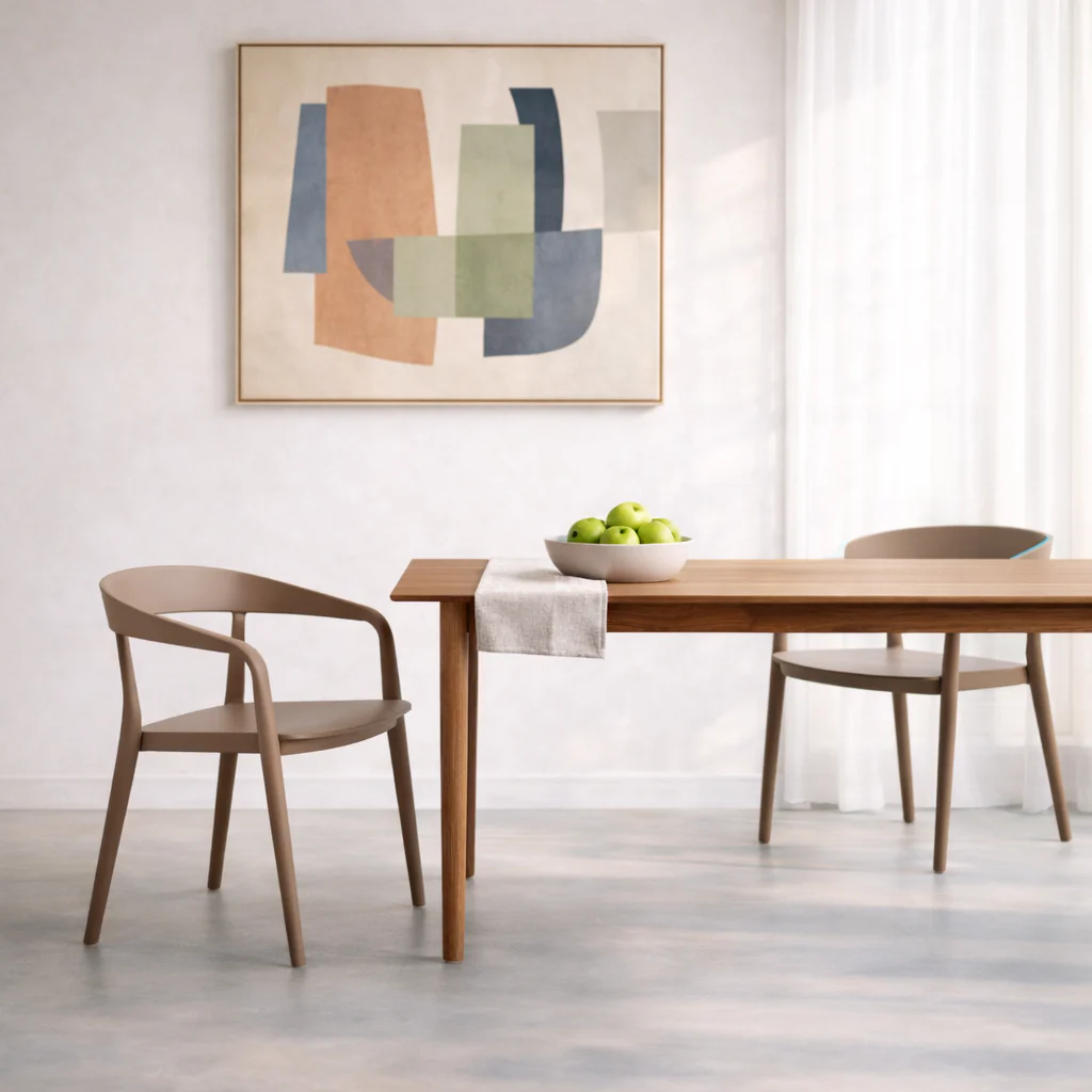 Ridge Stackable Dining Armchair - Brown - Image 2