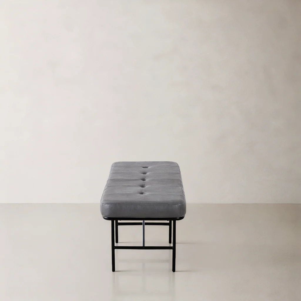 Roma Leather Bench - Grey - Image 3