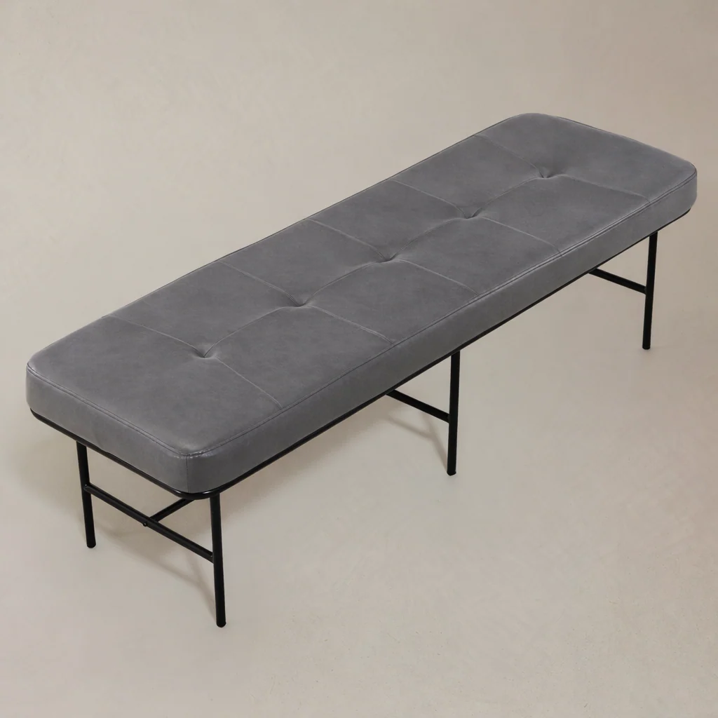 Roma Leather Bench - Grey - Image 4