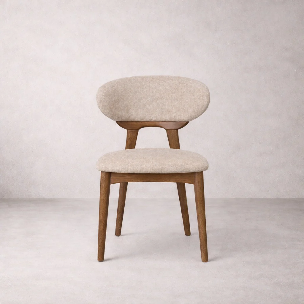 Samantha Solid Wood Dining Chair - Smoked Oak and Soft Sand Beige - Image 3