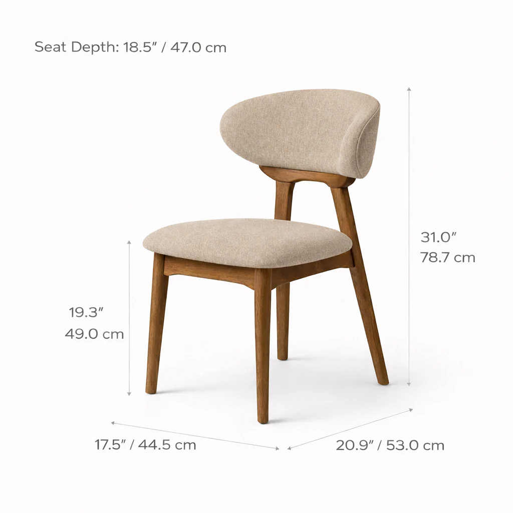 Samantha Solid Wood Dining Chair - Smoked Oak and Soft Sand Beige - Image 8