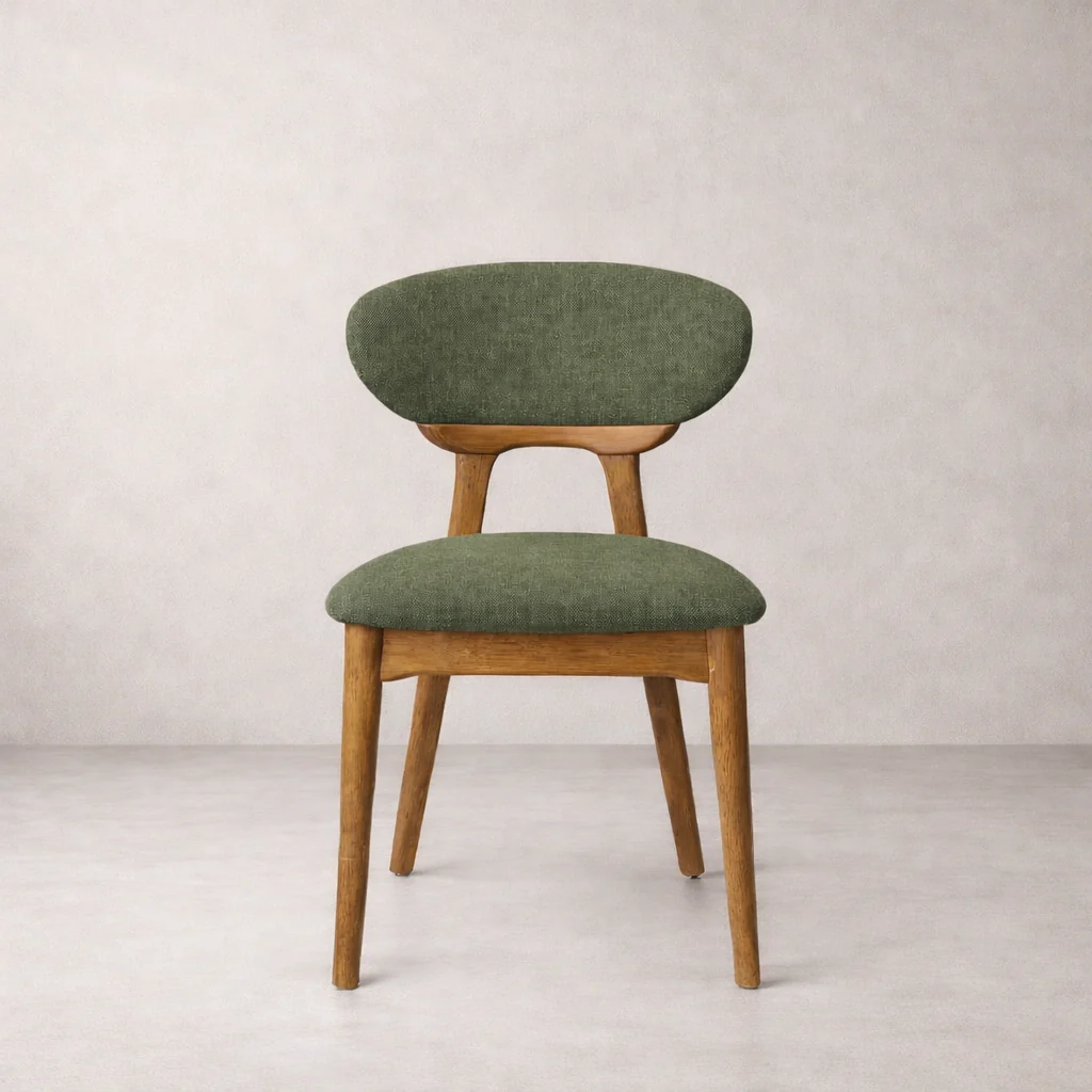 Samantha Solid Wood Dining Chair - Smoked Oak and Moss Green - Image 3