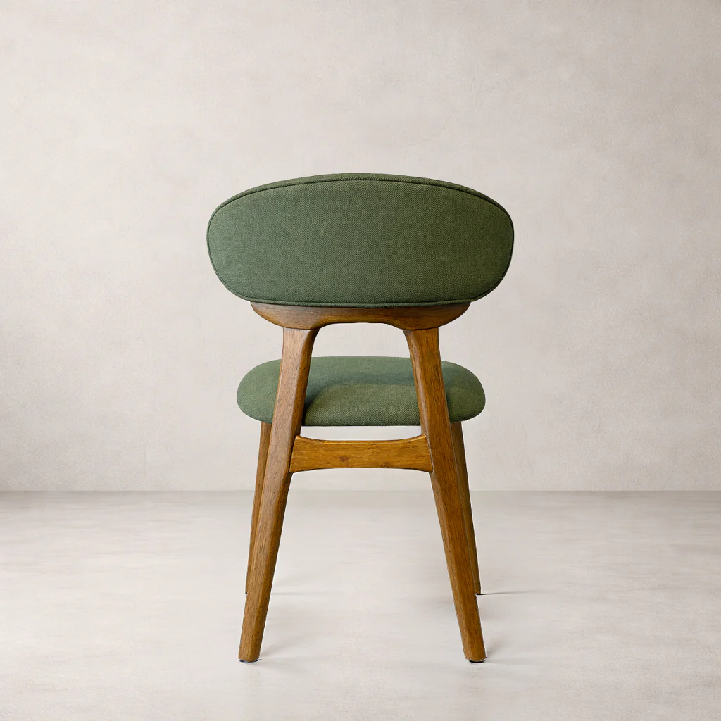 Samantha Solid Wood Dining Chair - Smoked Oak and Moss Green - Image 5
