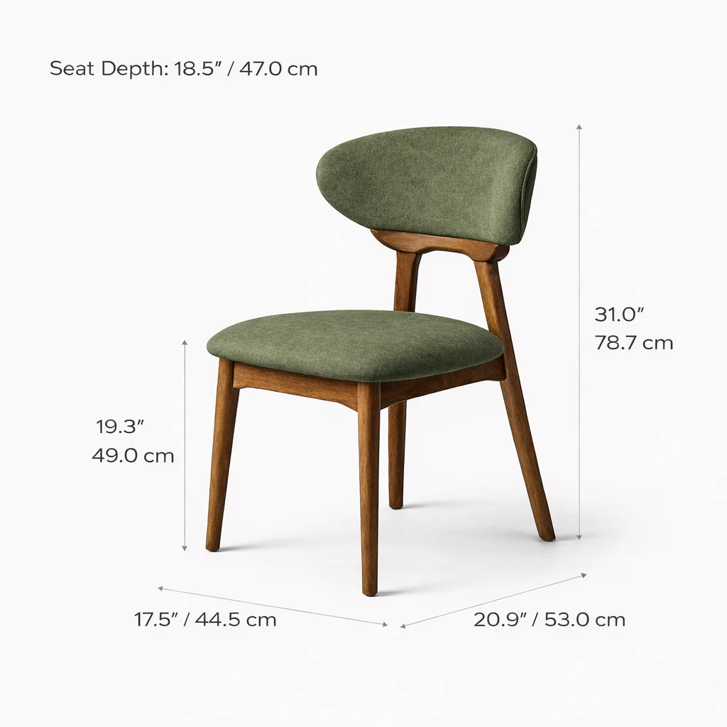 Samantha Solid Wood Dining Chair - Smoked Oak and Moss Green - Image 8