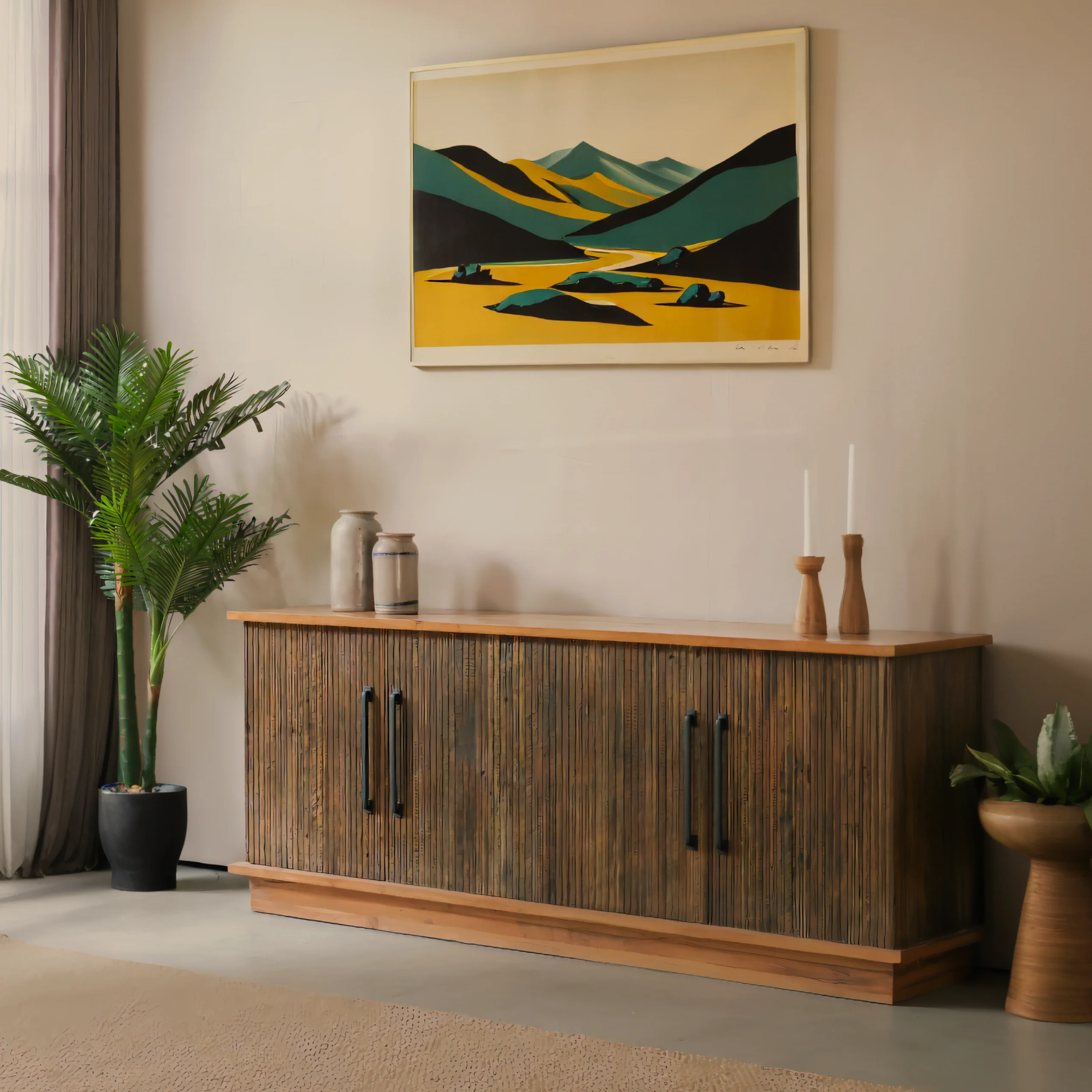 Vanguard 70.9" Solid Teak Sideboard - Ebonized Black - Image 5