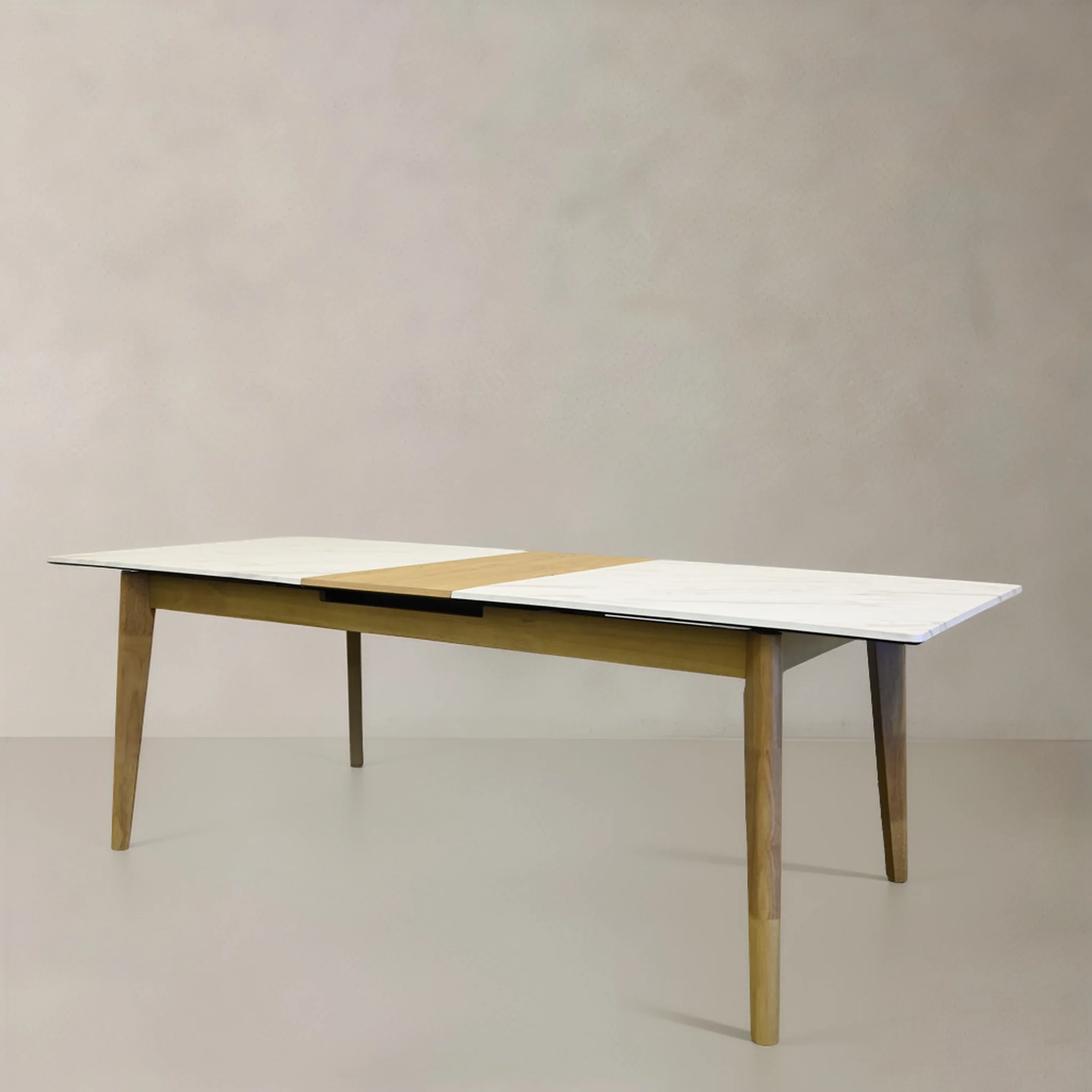 Versailles 71" - 87" Extendable Faux Marble Dining Table - White - Image 3